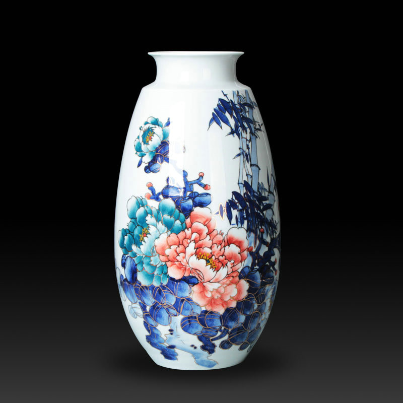 景德镇陶瓷花瓶装饰器描金青花瓷