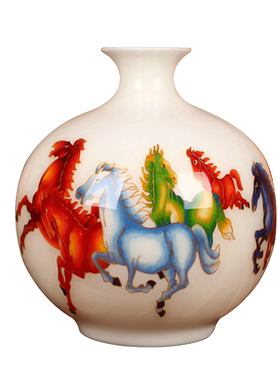 黄色花瓶中式风书房摆件工艺品