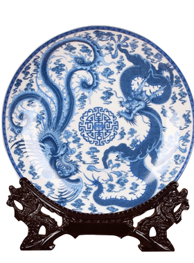 景德镇陶瓷器龙凤呈祥古典挂盘