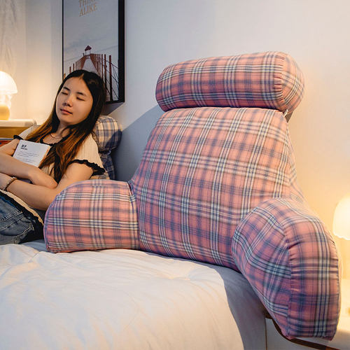 全棉格子透气床头靠垫软包护腰靠枕大靠背抱枕床上看书枕宿舍学生