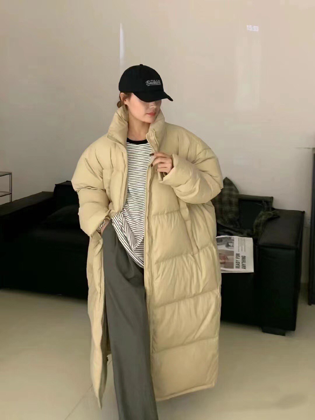 女主角202301欧洲站立领加长大棉被羽绒服冬季女装2022白鸭绒大衣