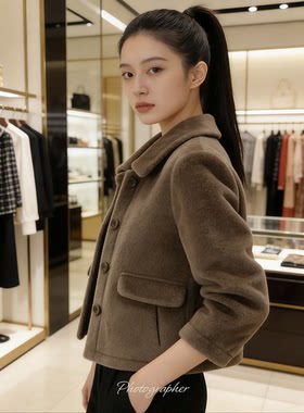 冬季新款仿皮草外套女短款小个子加厚保暖妈妈上衣
