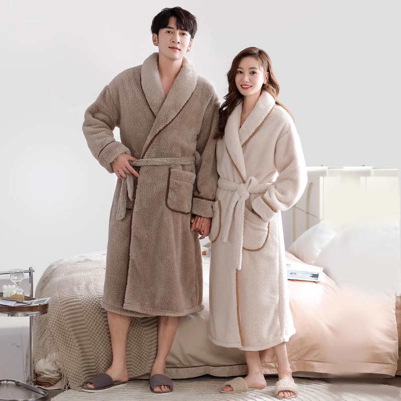 暖优浴袍女冬季比纯棉全棉吸水速干男士睡袍浴衣加绒加厚2025新款