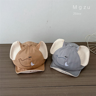 儿童帽子春夏薄款男童软檐鸭舌帽卡通可爱小动物男女宝防晒棒球帽