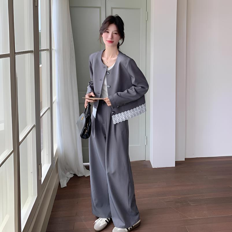 通勤职业轻熟风小西装套装女秋季新款气质减龄高级感阔腿裤两件套