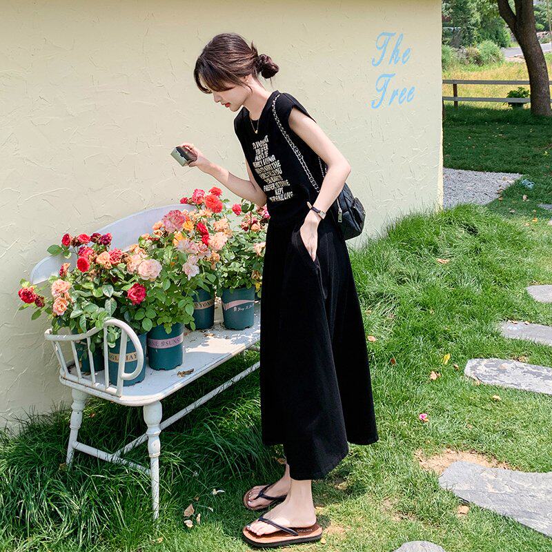 休闲字母印花炸街时尚T恤套装长裙女夏新款韩版显瘦半身裙两件套