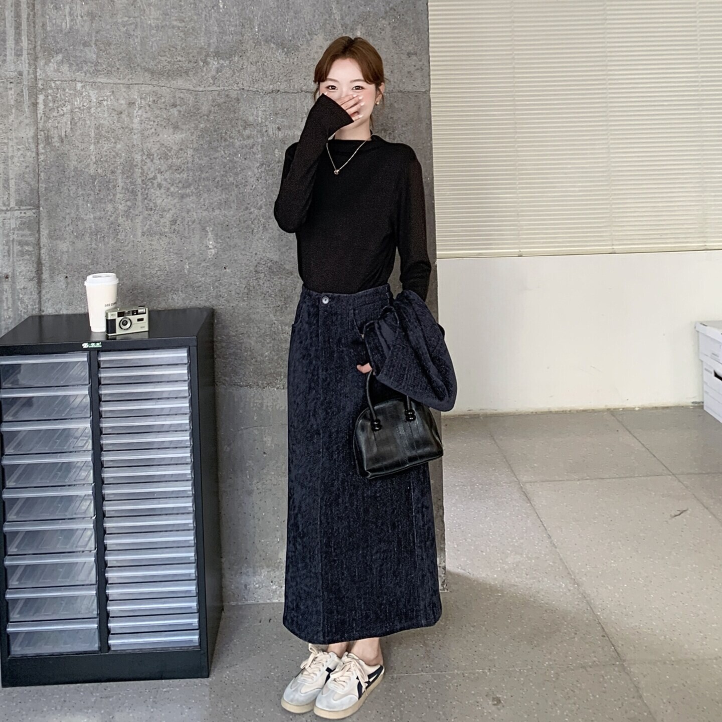 韩系圆领马甲牛仔半身裙套装女