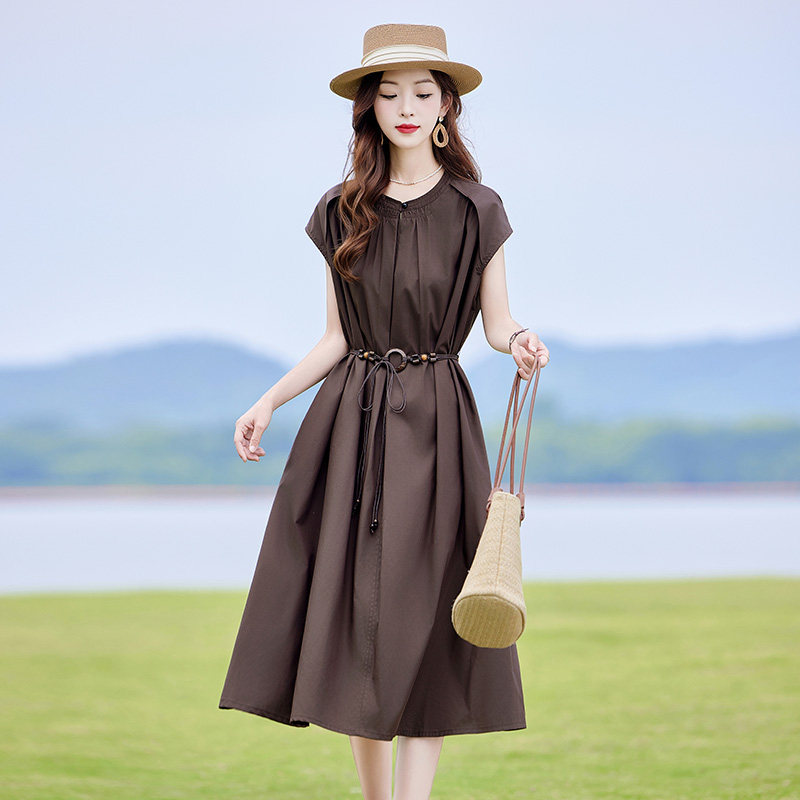 巨显瘦系带收腰连衣裙女夏轻奢高级感时尚洋气遮肚子减龄衬衫裙子