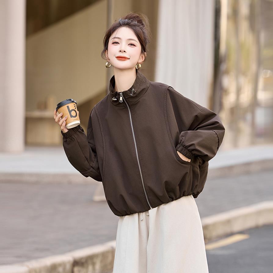 小个子短款宽松立领夹克外套女新款秋季超好看帅气减龄休闲上衣潮
