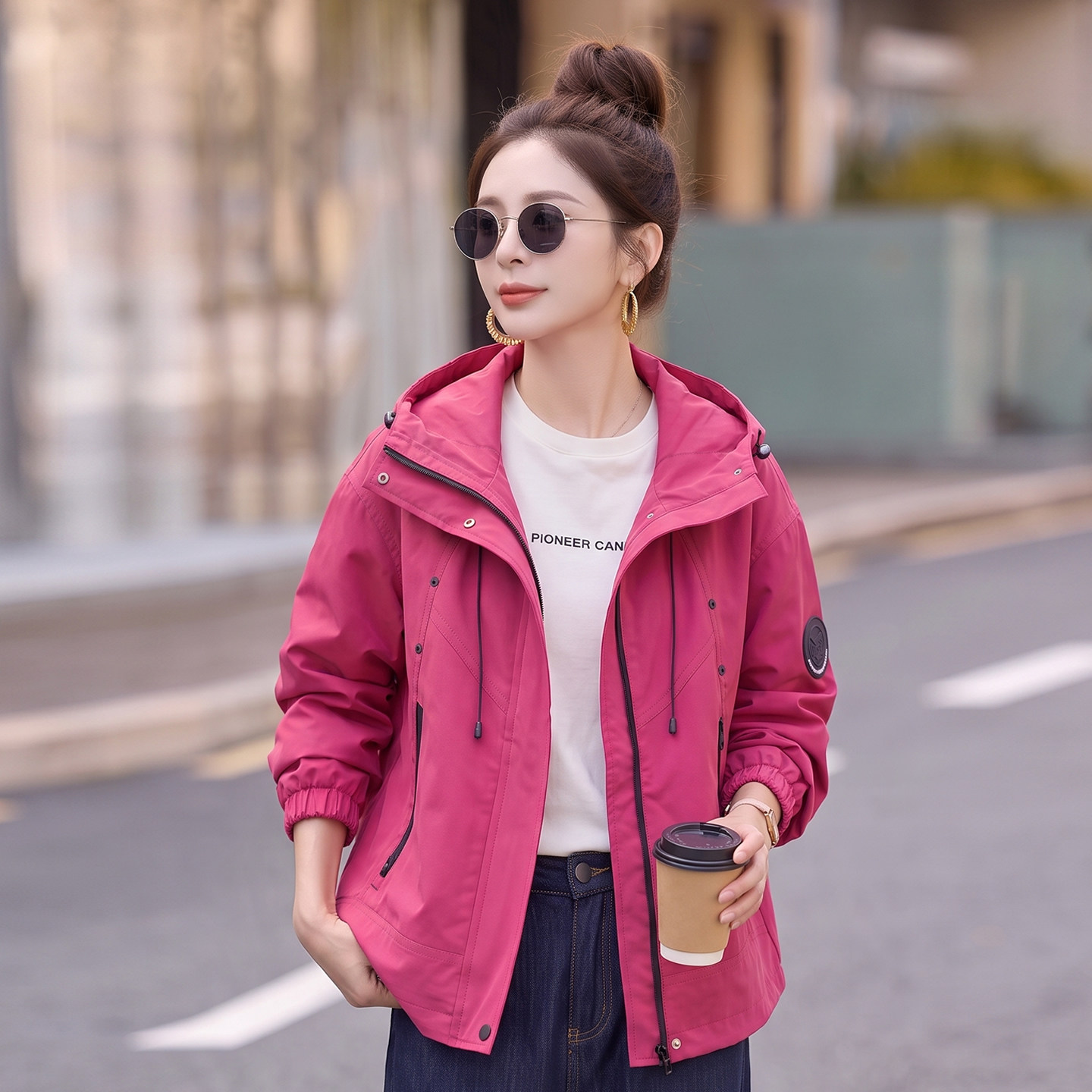 连帽风衣百搭上衣外套女