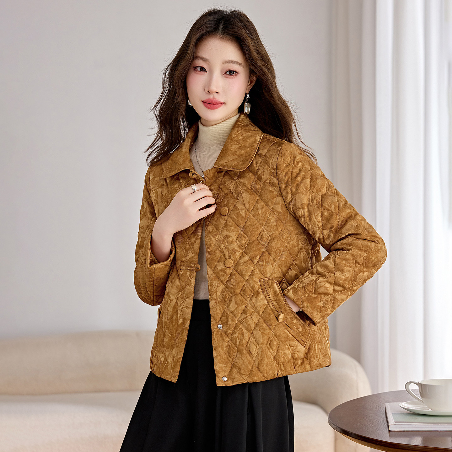菱格轻薄短款棉服女2026年秋冬新款宽松百搭棉袄气质减龄棉衣外套