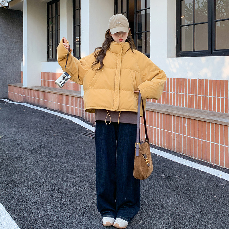 黄色韩版简约风休闲时尚羽绒服女2026冬季新款设计感通勤保暖外套