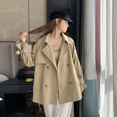卡其色小个子风衣外套女短款2025春秋新款收腰显瘦英伦风休闲大衣