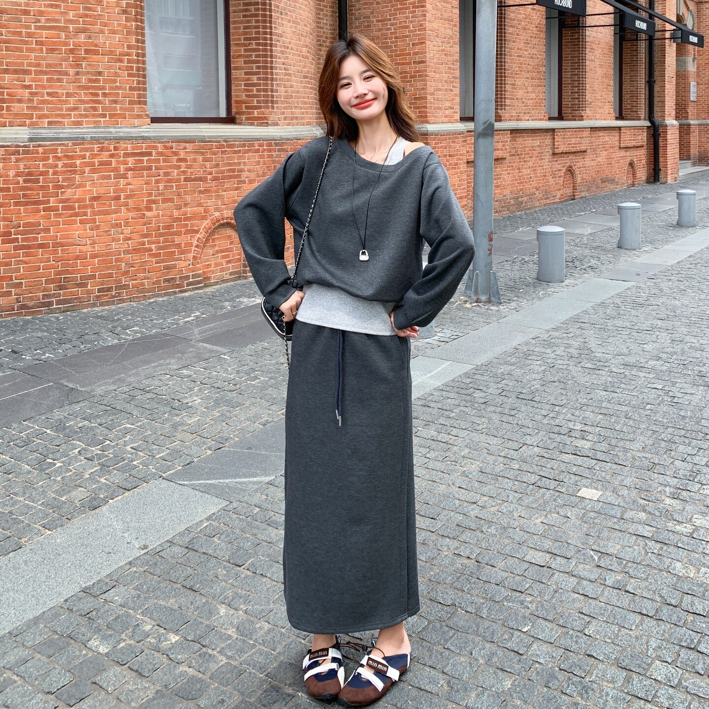 韩系休闲运动风卫衣套装女2025秋季新款宽松显瘦上衣半身裙两件套