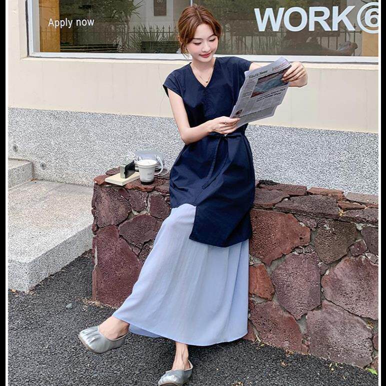 法式叠穿马甲背心裙套装女夏松弛感轻熟风收腰半身裙两件套连衣裙