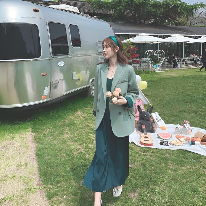 西装吊带裙套装女春秋2025年新款高级感连衣裙时尚洋气休闲两件套