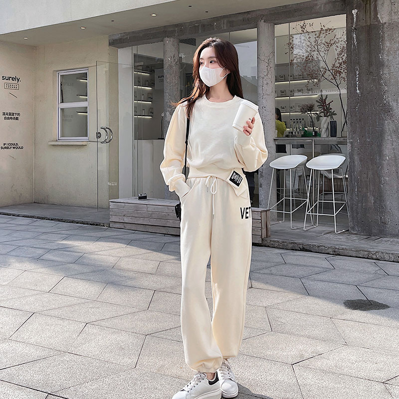 时尚休闲运动套装女秋冬2025新款减龄炸街洋气时髦加绒卫衣两件套