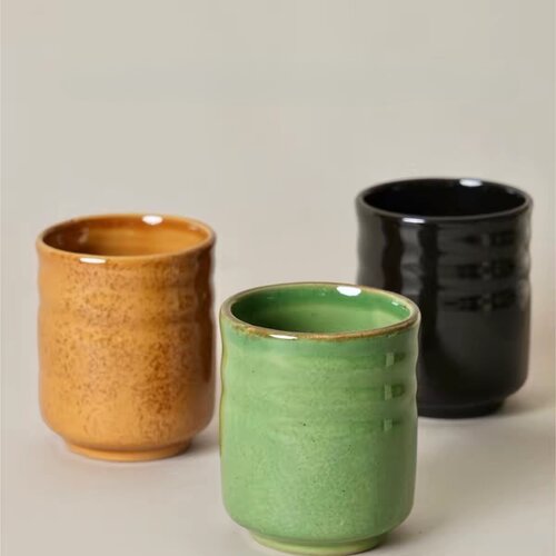 日式复古堂汤吞咖啡杯200ml茶杯日料手握杯水杯高温釉下彩@4-2@