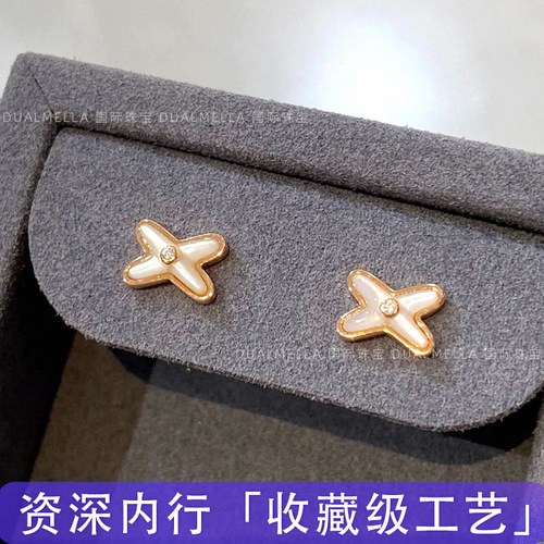 交叉耳钉白贝母Liens缘系一生