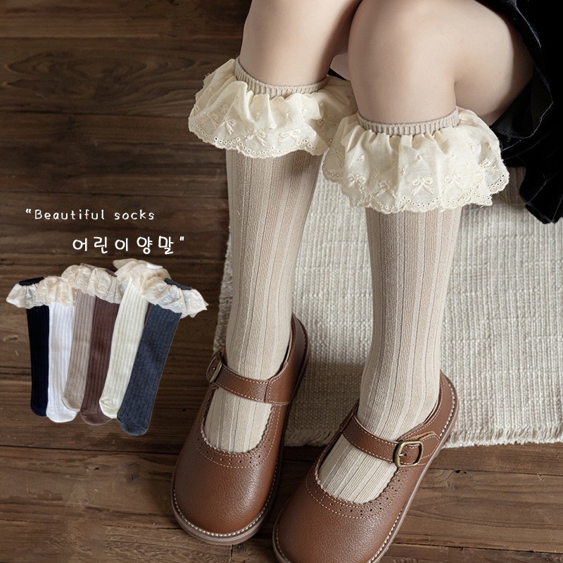 女童袜子春秋长筒韩系复古公主布花边袜子蕾丝秋冬洛丽塔高筒棉袜,童装/婴儿装/亲子装,儿童袜子(0-16岁),淘宝优惠券,粉丝福利购,淘宝优惠卷