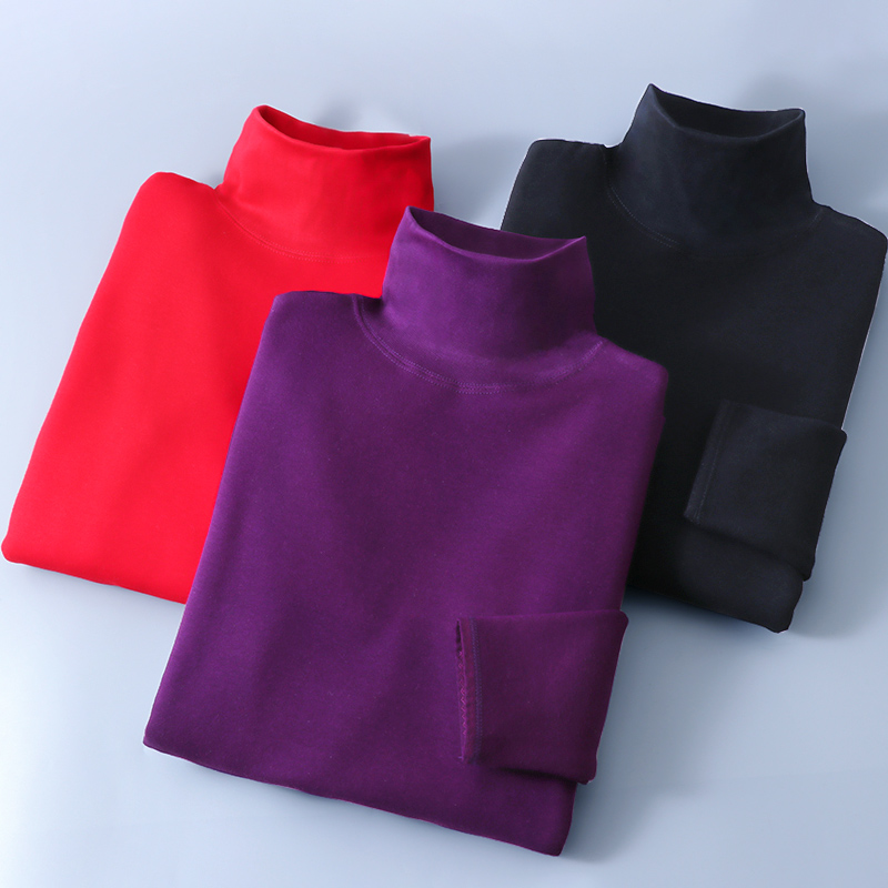 女秋衣加绒加厚衬衣高领保暖内衣