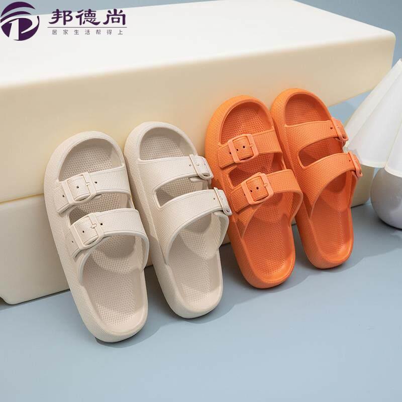 厚底男女双排扣拖鞋踩屎感软底一字拖鞋夏季可外穿情侣新款增高图片