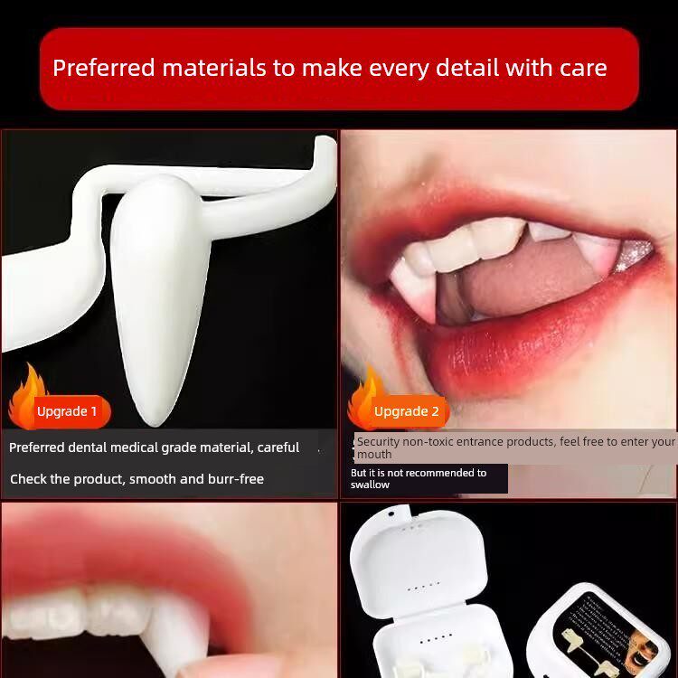 整蛊吸血鬼假牙套万圣节可伸缩牙齿儿童僵尸虎牙装饰恐怖吓人獠牙