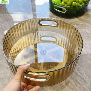轻奢果盘摆放零食盘 旋转水果盘客厅家用茶几收纳盘水果篮2022新款