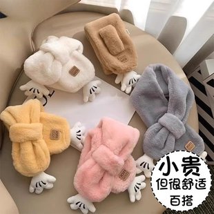 25新款卡通可爱手掌儿童冬季围巾秋冬男女宝宝毛绒加厚保暖颈脖围