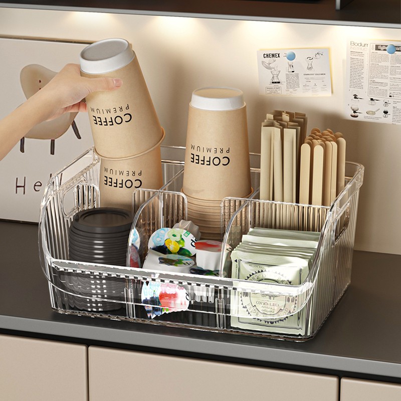 一次性咖啡杯收纳架吧台纸水杯吸管置物盒摆摊取杯器奶茶杯放置架