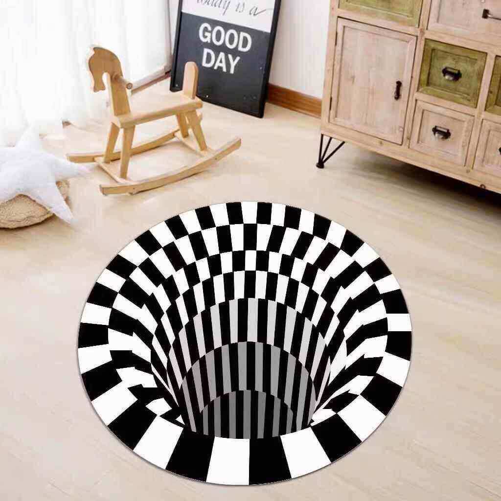 眩晕地毯网红同款3D立体视觉圆形客厅地毯错觉卧室脚垫茶几垫