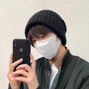 冷帽棉帽 大头围针织帽男保暖毛线帽潮冬天堆堆帽男款 帽子男士 冬季