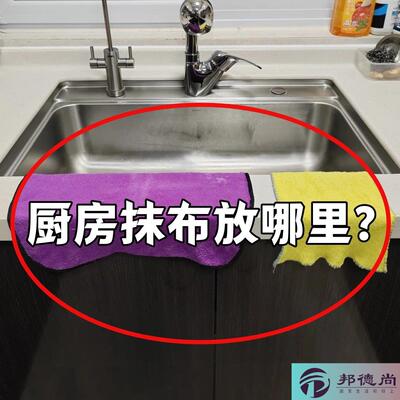 吸盘厨房抹布架置物架洗碗槽窗台多杆可旋转沥水架壁微波炉清洁器