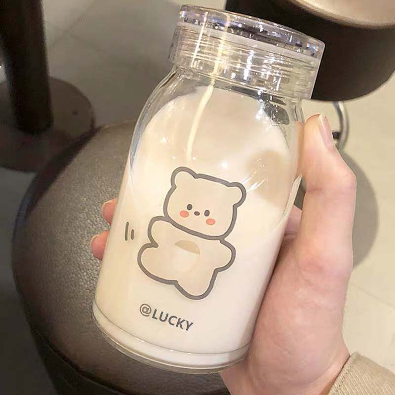 咖啡高乐高摇摇杯小号玻璃女口杯奶昔杯300ml冲蛋白粉水杯400ml