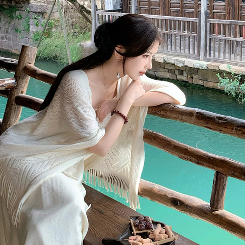 [THEPINKPO|青影]春日不迟 新中式蕾丝不规则假两件吊带连衣裙