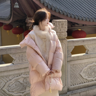 pinkpo 轻盈云朵 90白鹅绒轻奢云朵羽绒服宽松显瘦保暖连帽外套女