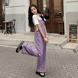 【24夏新品大货】紫色学院风可调节工装背带裤271-6088-P115K168，女装休闲裤，浙宝271