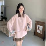 【新款现货】麂皮绒粉色短外套夹克上衣271-8121P135K188，女装短外套，浙宝271