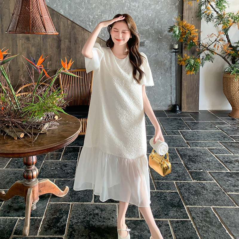现货【上新】24夏新泡泡袖肌理感拼接仙气连衣裙271-6202P115K168,女装连衣裙,浙宝271