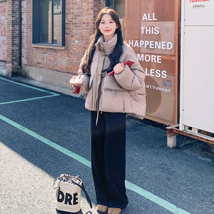 设计感牛角扣立领羽绒服女冬季2025新款小个子百搭90白鸭绒面包服图片