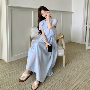 现货 2C369-6301P145K228 新款淡蓝色连衣裙 前后两面穿图片