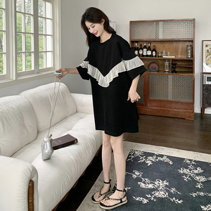现货 休闲慵懒风木耳边拼接连衣裙 2C369-6087-P105K158图片