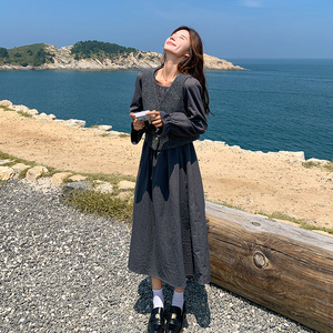 现货新款连衣裙+小香风马甲套装271-8106P155K218