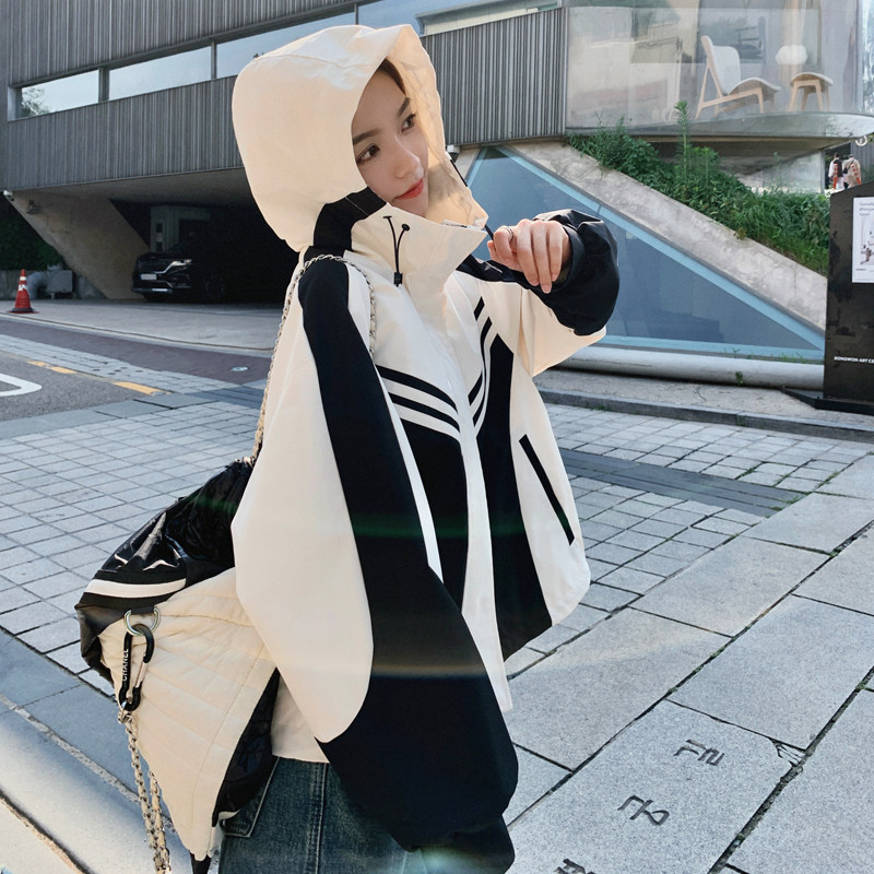 现货好款黑白撞色不挑人韩系冲锋衣271-8001-P145K198,女装短外套,浙宝271