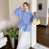 蓝色温柔风休闲显瘦衬衫女2025春新款韩版减龄小个子今年流行上衣，女装衬衫，浙宝271