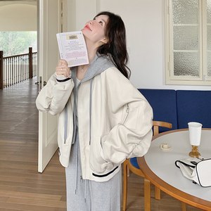 现货 新增买家秀 蛋白皮新款假两件短外套 2C369-8151P155K218，女装短外套，浙宝271