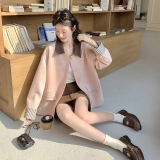 【新款现货】麂皮绒粉色短外套夹克上衣271-8121P135K188，商品下架区，浙宝271