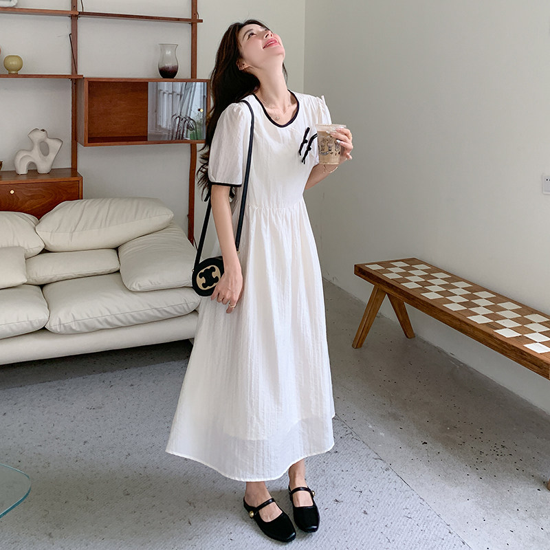 现货新中式盘扣简约白色系带连衣裙2C369-6109-P115K168，女装连衣裙，浙宝271