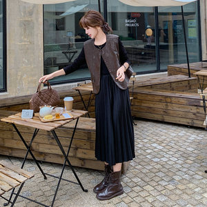 现货 买家秀 新款连衣裙+美拉德咖色马甲套装 271-8102-P155K218，女装连衣裙，浙宝271