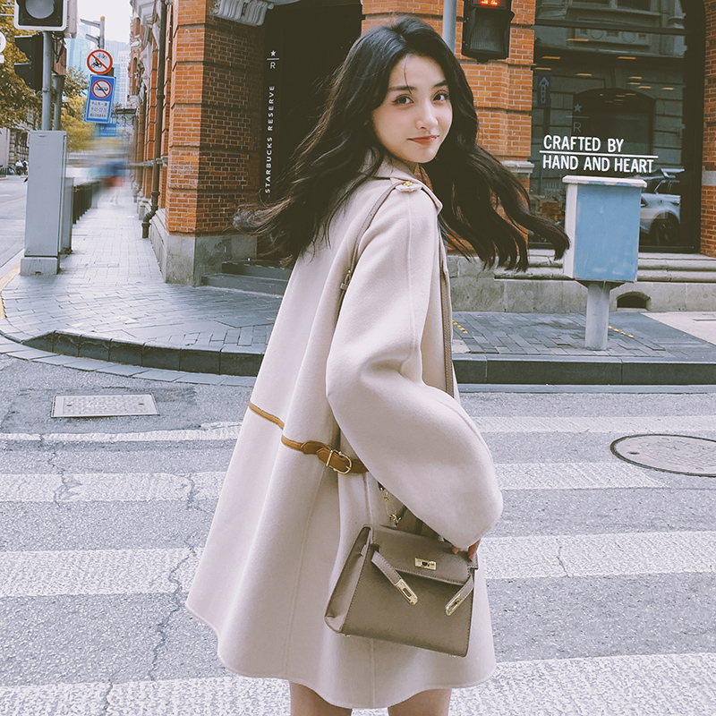 米白色今年流行毛呢外套女小个子2023冬季新款韩系高级感呢子大衣，女装毛呢外套，浙宝271